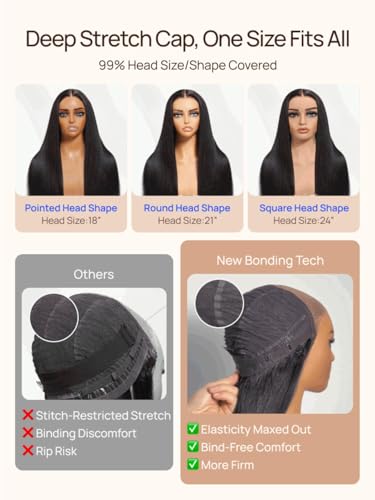 Image of Beauty Forever Reddish Brown Lace Front Wig Human Hair 7x5 Body Wave Bye Bye Slip Glueless Wigs with Elastic Drawstring,Pre Plucked,Bleached Knots,Natural Hairline,150% Density 16inch