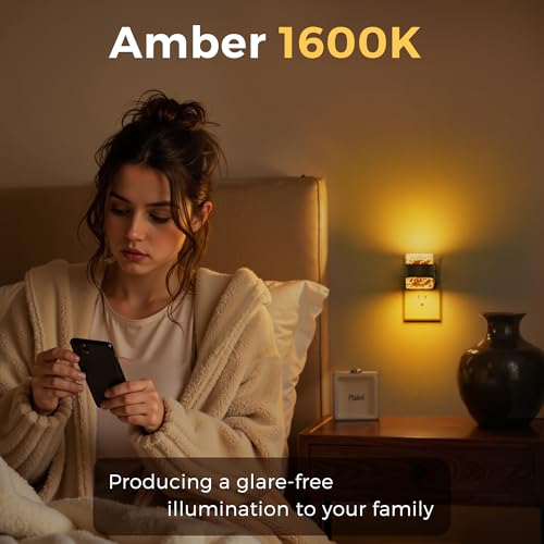 Image of L LOHAS LED Night Light, Bubble Night Lights Plug into Wall, 2 Pack Night Lights with Dusk-to-Dawn Sensor,Dimmable Amber Pulg in Nightlights for Rooms Bathroom Hallway