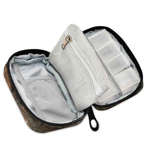 Image of Vintage Camo Pill Case, Weekly Portable Pill Bag Container 7 Days Pill Box Organizer Vitamin Supplement Holder with Zipper for Travel Family Business