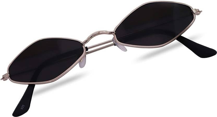Silver Black Lens Fashion Modern Trending UV Protected Cat Eye Silver Metal Frame Sunglasses, Goggles for Women's- Pack of 1 Size Small