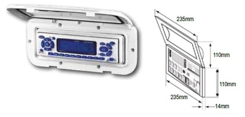 BSSTORE Frontalino Per Stereo A Tenuta Stagna Realizzato In Plastica Bianca, mm 235x110