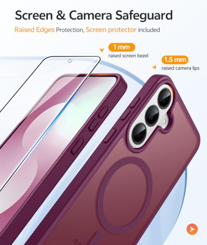 Image of FNTCASE for Samsung Galaxy S26 FE / S25 FE Case, Fit for Magsafe Wine Red