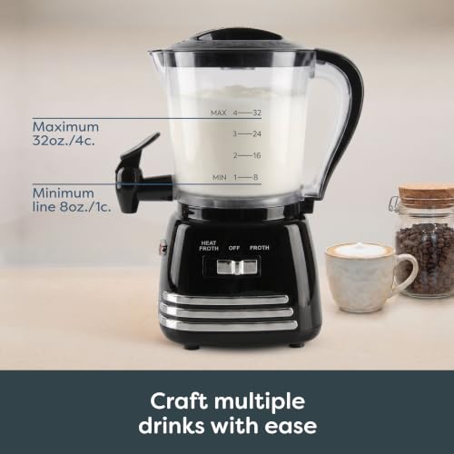 Image of Nostalgia Retro Hot Chocolate Maker & Milk Frother - 4-Cup Capacity, Heat & Froth Setting - For Cappuccinos, Lattes, Cold Drinks - Two-Way Dripless Spout