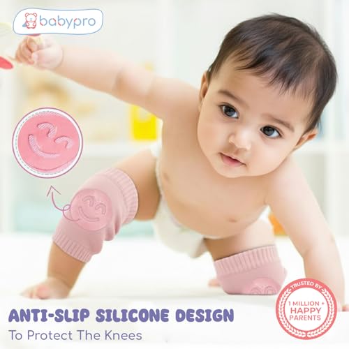 Image of BabyPro Baby Knee Guard-Set of 2, Multicolour Knee Pad for Toddler Crawling | Stretchable, Breathable Leg Warmers, Anti-Slip Silicone Knee Support
