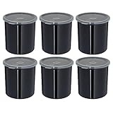 Carlisle FoodService Products Classic Round Storage Container Crock with Lid for Kitchen, Restaurants, Home, Plastic, 2.7 Quarts, Black, (Pack of 6)