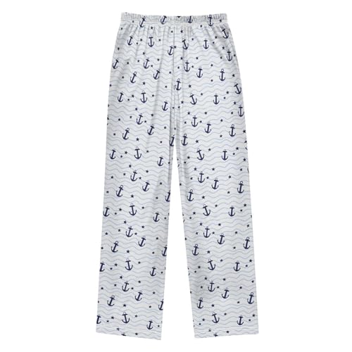 ALAZA Blue Star Anchor Chevron Pajama Lounge Pants Long Sleep Pajama Bottoms with Pockets2