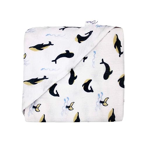 Image of BAMI Baby Hooded Bath Towel - Printed 100% Cotton Muslin Front & Soft Cotton Towel Back - Dual-Layer, Ultra-Absorbent, Gentle for Newborns, Infants & Toddlers