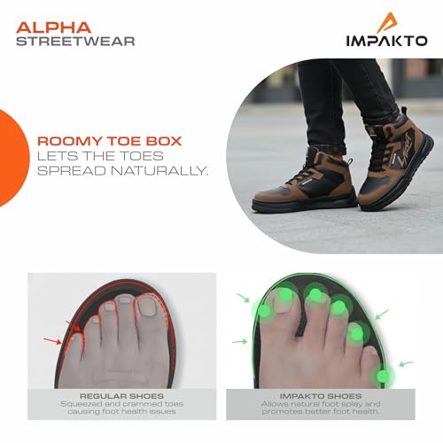 Image of Impakto Alpha Street Sneaker for Men | Lightweight & Soft Cushioned Insole | Padded Collar | High Top Streetwear Causal Shoes | Anti-Skid Sole | Lace-Up Shoes for Casual Outings,Walking & Gym