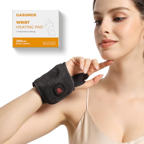 Wrist Heating Pad, Heated Wrist Wrap for Pain Relief, Heated Wrist Brace with 30 Mins Auto-Off, 3000mAh Battery, 3 Heating Modes(Black)
