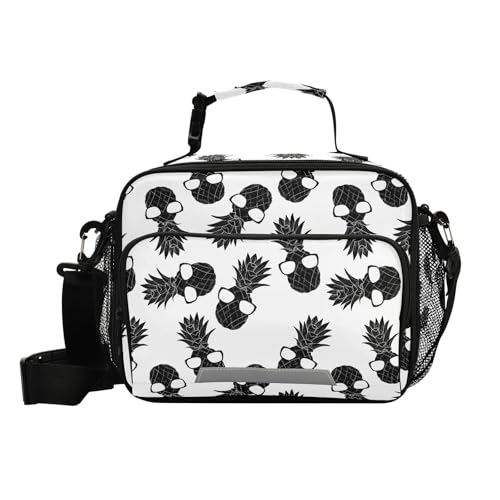 SAMAU ランチバッグ 小さめ 保冷 保温 鳳梨柄 パイナップル柄 おもしろ おしゃれ お弁当バッグ 手提げ 撥水加工 男女兼用 大人 通勤 学生 通学