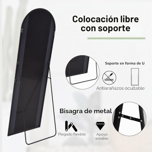 Miniatura 5 de Koonmi Espejo De Cuerpo Entero Curvado De 53 X 163 Cm, Espejo De Pie Grande De Longitud Completa, Para Montar En La Pared, Inclinado O Como Espejo De Tocador Para Salón, Negro