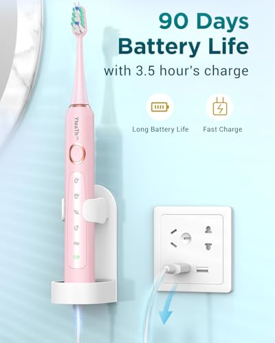 Electric Toothbrush for Kids - Sonic Toothbrush with 8 Toothbrush Heads, 90 Days Battery Life, 50,000 VPM, 5 Cleaning Modes with Teeth Whitening, Travel Case, 2 Minute Smart Timer - Image 3