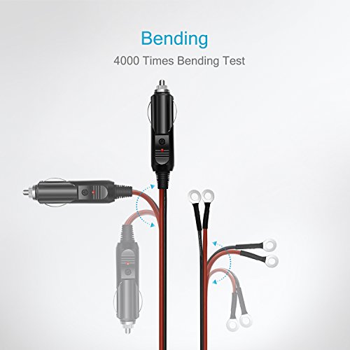 [UL Wire]Chanzon 6Ft Male Plug Cigarette Lighter Outlet + Eyelet Terminal Spring Power Supply Cord 12V 16AWG Heavy Duty Cable Fused DC Power 12 24 Volt Socket for Car Inverter Tire Inflator Air Pump