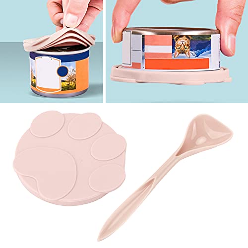 Atyhao Haustier Dosen Abdeckungen, Universal Silikon Tier futter Dosen Deckel Silikon Dichtung deckel mit Löffel für Hunde und Katzen futter[Rosa] Nassfutter