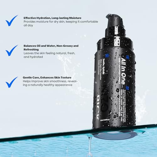NIZORICK Mens Face Moisturizer, Refreshing & Moisturizing Facial Lotion for Men, Rice Extract, Witch Hazel & Cucumber Extract, Lightweight, Alcohol-Free, 4.05OZ