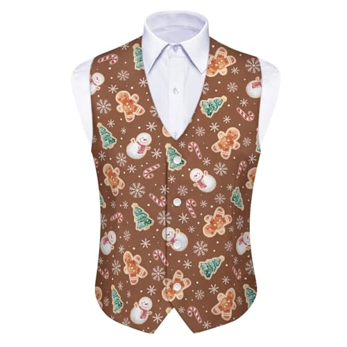 Christmas Vest for Men Big and Tall Suit Vest Waistcoat with Button4
