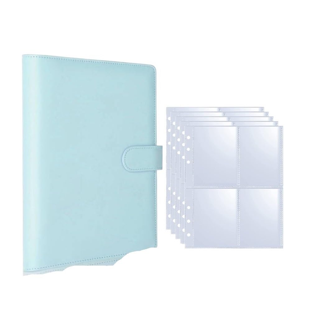 25pcs Page(4 Grids) Photo Card A5-Binder Albums Cards Collect Book Binder Photocard Holder(Blue-25 pages)
