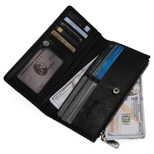 Image of Wrangler Cow Print Wallet Women Bifold Credit Card Wallet Women's Wallets, Card Cases & Money Organizers Wallets for Women Ladies Female Cash Wallett with Smooth Zipper