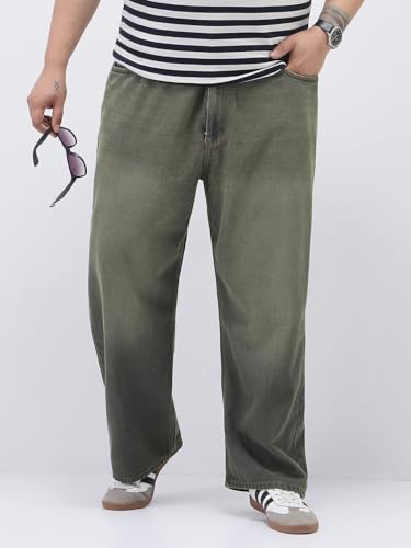 Image of Urbano Plus Men's Loose Baggy Fit Heavy Washed Jeans Non-Stretchable