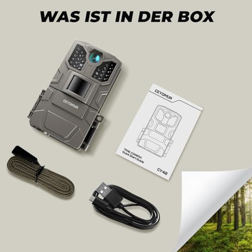 CEYOMUR Wildkamera, 850nm IR LEDs Wildkamera mit Bewegungsmelder Nachtsicht, Wildtierkamera mit 2 Zoll Display, IP66 Wasserdichter für die Überwachung von Wildtieren