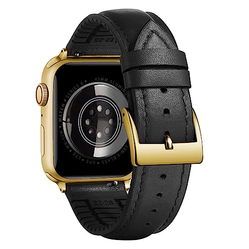 Image of BINLUN Leather Silicone Bands Compatible with Apple Watch 38mm 40mm 41mm 42mm 44mm 45mm 46mm 49mm Sweatproof Replacement Strap for iWatch 11 /10 /9 /8 /7 /6 /5 /4 /3 /2 /1 /Ultra /SE Men Women