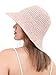 Womens Sun Hat Handmade Crochet Straw Bucket Hat Summer UV Protection Foldable Travel Cap UPF 50+(Pink)