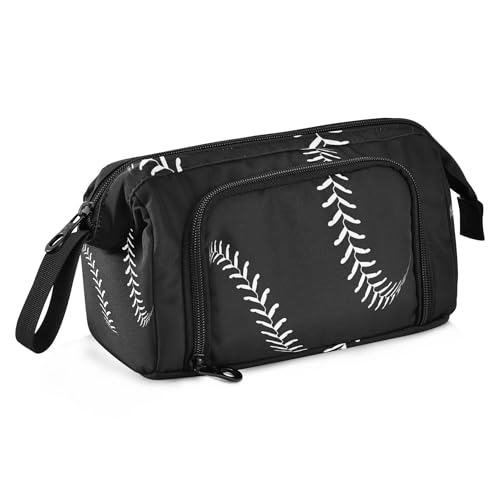 Image of Fisyme Baseball Ball Lace Black Pencil Case Large Capacity Pen Bags Box Big Makeup Pouch Organizer