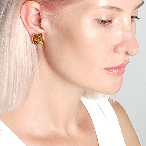Large Stud Earrings For Women - Big Stud Earrings For Women, Tan Brown Earrings For Women, Champagne Earrings For Women, Womens Earrings Trendy, Simulated Topaz Womens Earrings Studs, Square Studs #TOP6