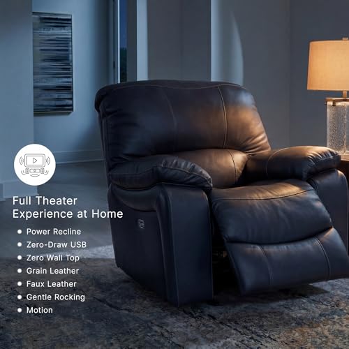 Signature Design by Ashley Leather Power Rocker Recliner Chair, Ocean Blue - image 6
