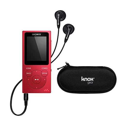 Sony NW-E394 Walkman 8GB Digital Audio Player (Red) with Knox Gear Hardshell Case