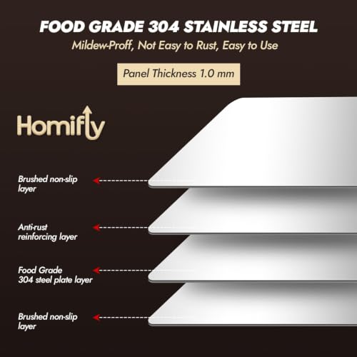 Image of HOMIFLY 304 Stainless Steel Chopping Board for Kitchen /Non-Slip Cutting Board /Food-Grade & Double-Sided Kitchen Chopper for Vegetable, Fruit, Bread, Meat & Kneading Dough (Small)