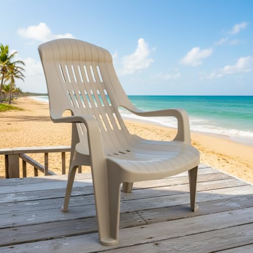 Image of SkyGlamour Supreme Comfy Comfort Relax Plastic Chair with Matt Finish | Plastic Chair for Balcony, Garden, Living Room | Indoor and Outdoor Use | Color: Dark Beige; Set of 1 Chair