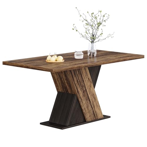 LITTLE TREE 55-Inch Dining Table for 6, Wooden Rectangle Kitchen