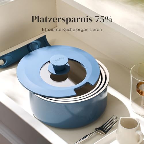 Redchef Topfset Abnehmbarer Griff 5-teilig Keramik Antihaft Induktion, Blau – Ansicht 6