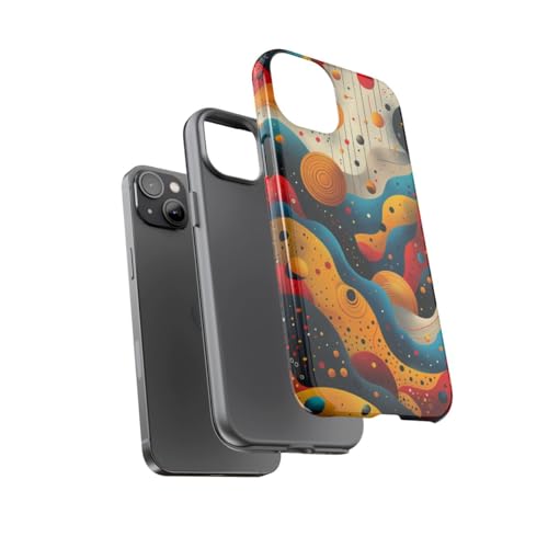 Coque rigide iPhone 14 Plus jaune motif vagues cosmiques brillantes
