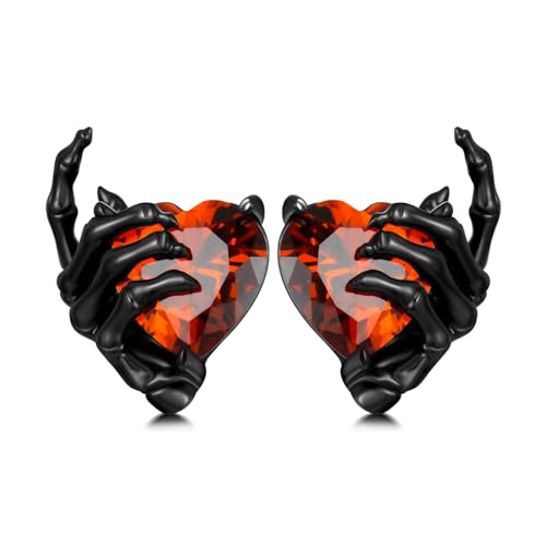 OHAYOO Skeleton Hand Earrings 925 Sterling Silver Skull Earrings Halloween Stud Earrings Gothic Jewelry Gifts for Women Men