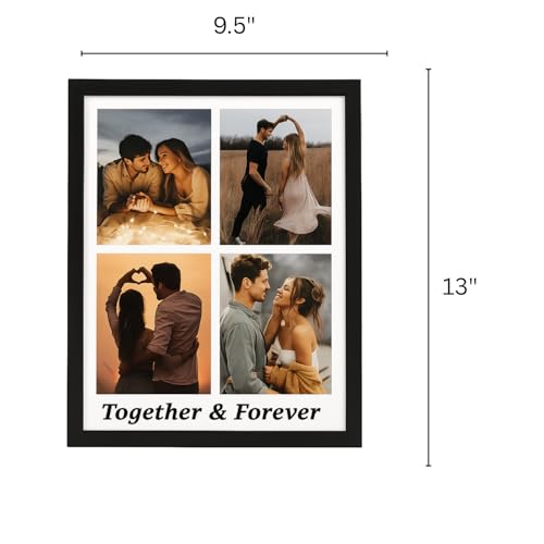 Image of AARVI 4 Collage Photo Frame - Customized Wooden Picture Frame with HD Photo Printing - Personalised Gift for Birthday, Wedding, Anniversary - Family & Couple Wall Decor