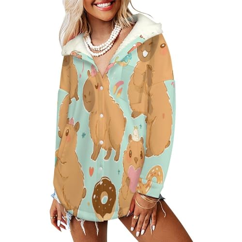 Manteau à capuche femmes motif capybara idée cadeau hivernal original