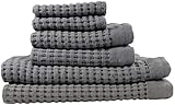 Luxurious 6 Piece Waffle Weave Bath Towel Set. Premium 100% Natural Cotton Quick Dry No Lint Softest...
