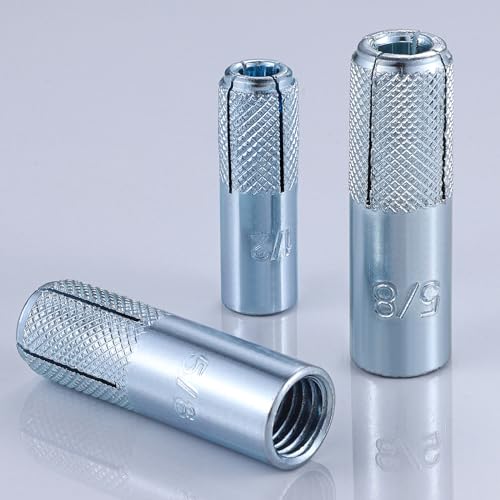 Wensilon NB01 20 Pcs)1/4"-20 Premium Zinc Plated Carbon Steel Drop In Anchors Assortment, Knurled Drop-In-Anchor For Solid Concrete, Internal Forced Expansion Screw Bolts thumb #2