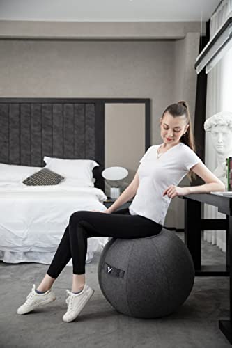 Image of Sitting Ball Chair for Office and Home, Pilates Exercise Yoga Ball with Cover for Balance, Stability and Fitness, Ergonomic Posture Exercise Ball Seat with Handle and Pump