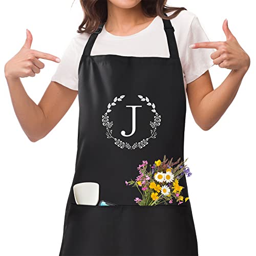 NOBONDO Personalized Apron with Pockets, Initial Bib Apron with A...