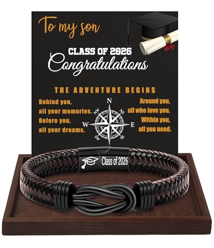 Image of Btysun Fathers Day Gift, Gifts for Men Morse Code Bracelets for Men 2026 Graduation Gifts Mens Bracelet for Him Boyfriend Husband Leather Bracelet Motivational Birthday Jewelry Stocking Stuffers