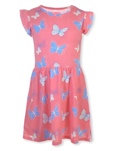 Pink Velvet Girls' Butterfly Dress - Coral, 2t