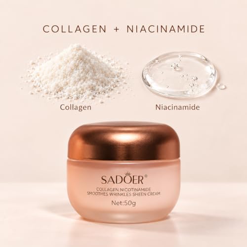SADOER Collagen Niacinamide Face Cream, Firming Wrinkle Moisturizer 1.76 oz - Image 4
