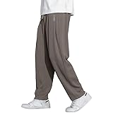 [foveitaa] メンズ ズボン ロングパンツ リラックスパンツ ワイドパンツ ガウチョパンツ 大きい サイズ ゆったり シンプル オシャレ スウェット ユニセックス ウエストゴム 人気 無地 ボトムス 春秋用coffee-M