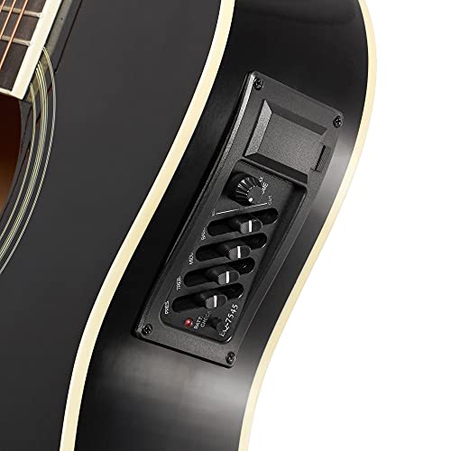 Jameson Guitars Full Size Thinline Acoustic Electric Guitar With Free Gig Bag Case & Picks Black Left Handed #TOP2