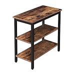 HOOBRO End Table Simple Rustic Side Table with 3 Tier Storage Shelf Narrow Nightstand for Small Spaces for Living Room BedroomEasy Assembly Industrial Design Rustic Brown and Black BF14BZ01