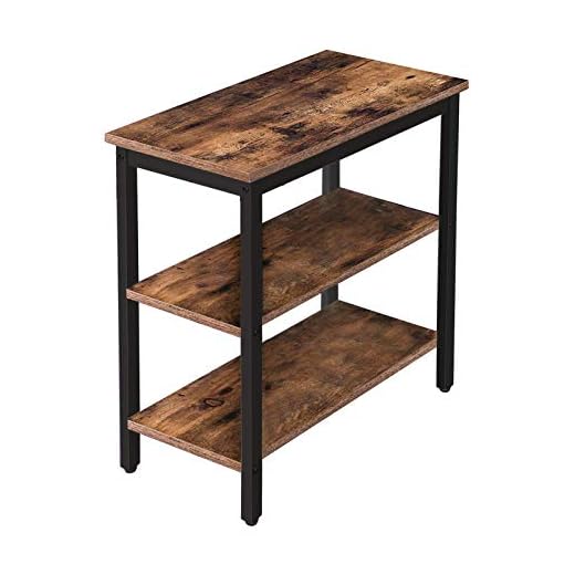 HOOBRO Rustic 3-Tier End Table