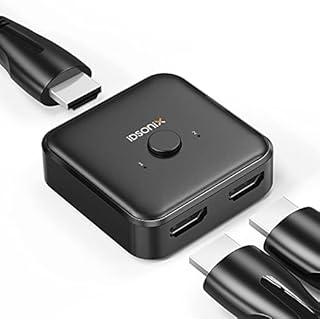 iDsonix HDMI Switch 4K 60Hz or 2K 120Hz, HDMI 2.0 Switcher Bi-Directional 2 in 1 out(1 in 2 out), HDMI Switch Splitter Supports UHD 3D Player, PS4, PS5, Xbox, Laptop, HDTV, Monitor, ect